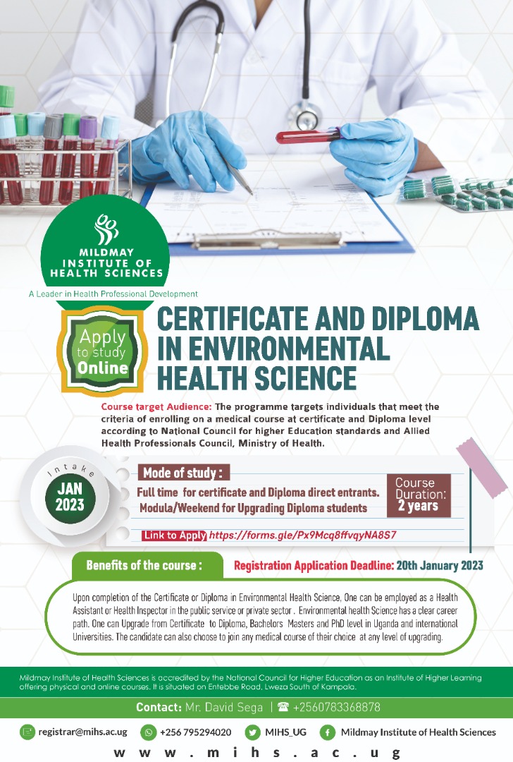 Admissions for Certificate and Diploma in Environmental Health